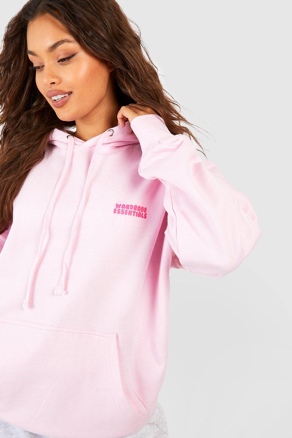 Pink best sale slogan hoodie